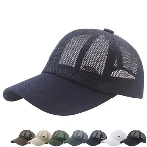 Mesh Baseball Cap Breathable Summer Sun Protection Adjustable Trucker Hat For Men Women Fashion Metal Plate
