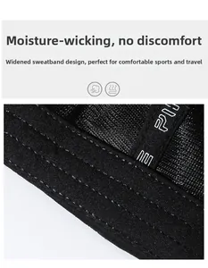 Macro detail of breathable fabric and widened moisture-wicking sweatband inside the black cap