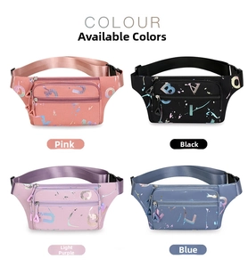 Waterproof nylon waist bag in four colors with graffiti print and adjustable straps