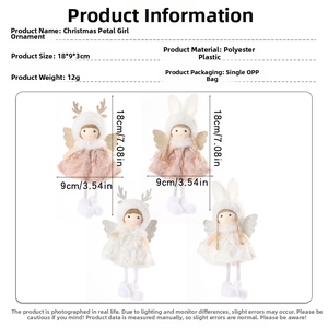 Detailed size specifications of 18cm Christmas petal girl angel dolls in four styles