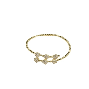 Fashion gold beaded bracelet with sparkling pave crystal clusters on white background
