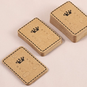 50 Brown kraft paper crown earring cards for jewelry display and packaging labels