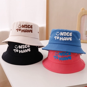 Chapeau Bob En Coton Pour Enfants Nice To Have Lettre Sourire Visage Imprimé Protection Solaire Pour Garçons Filles