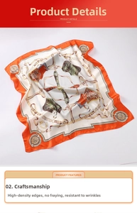 Detail of equestrian silk scarf with high-density stitched edges and anti-wrinkle fabric