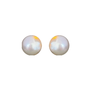 Classic round pearl stud earrings with sterling silver pins and soft warm white luster