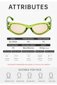 Size chart showing 145mm frame width and 66mm lens width for oval frame sunglasses