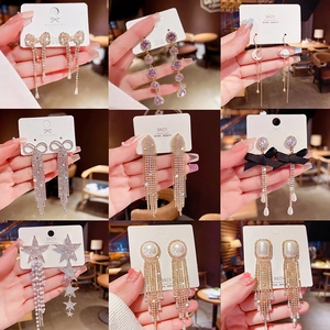 Geometric Rhinestone Tassel Dangle Earrings For Women Luxury Artificial Pearl Drop Earrings With 925 Sterling Silver Post