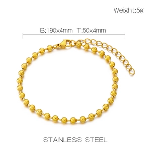 Detalles de la pulsera de cuentas de acero inoxidable dorado con medidas y peso exactos
