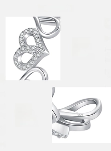 Macro shot of 925 sterling silver heart ring featuring hand-set 5A cubic zirconia
