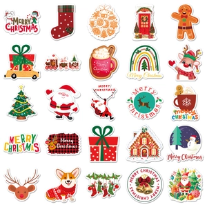 50 autocollants de Noël imperméables avec motifs de Père Noël, renne et bonhomme de neige
