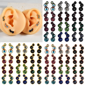 Bijou De Piercing D'oreille En Acier Inoxydable Strass Tcheques Gradues Barbell Courbe Pour Helix Tragus Accessoire De Mode