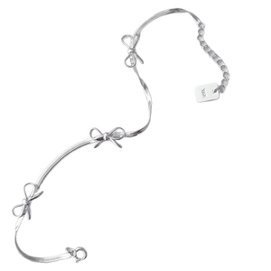 Bracelet élégant en argent S925 avec chaîne serpent et motifs de nœuds papillon