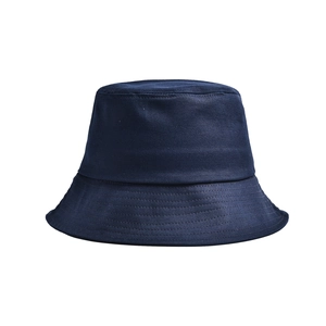 Detailed close-up showing the high-density twill cotton fabric texture of the navy blue sun hat