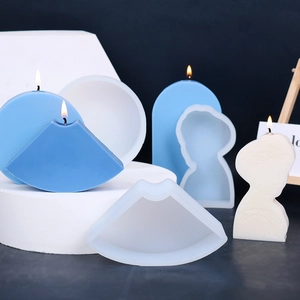 DIY geometric silicone candle molds set including fan, arc, and portrait shapes