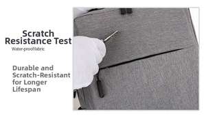 Close-up of scratch-resistant and waterproof grey oxford fabric on business backpack