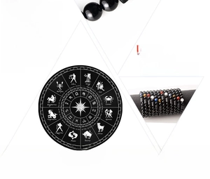 Détails du bracelet zodiaque en onyx noir 10mm avec cordon élastique de 20cm