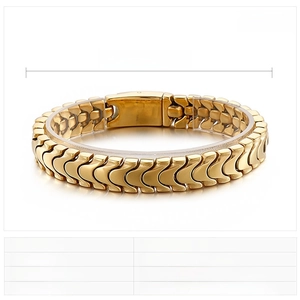 Detailed size specifications for a heavy gold-tone stainless steel punk dragon bone bracelet