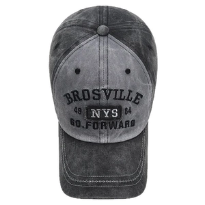 Vintage washed embroidered baseball cap with Brosville lettering and distressed finish