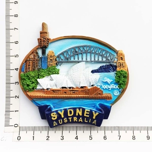 3D Sydney Australia resin fridge magnet showing Sydney Opera House with ruler for scale