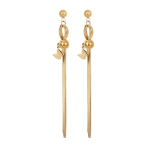 Elegant gold butterfly tassel drop earrings with shimmering zircon and snake chain detail