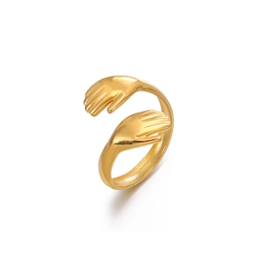 Anello abbraccio in acciaio inossidabile placcato oro 18K per donna con fascia regolabile