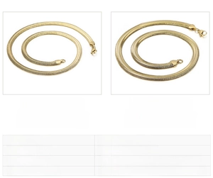 Detail comparison of 6mm and 8mm gold stainless steel snake bone chain necklaces
