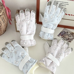 Winter Thermohandschuhe mit Hasen-Print und Touchscreen-Funktion für Damen und Kinder