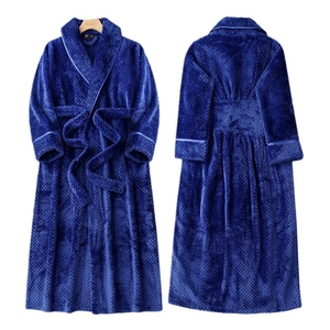 Accappatoio da hotel in peluche blu navy con trama a rombi in rilievo e cintura