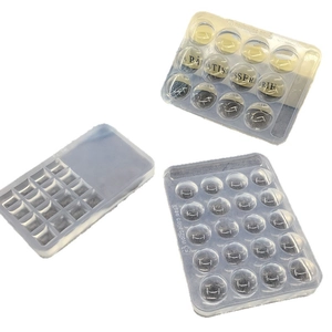 Transparent silicone nail palette molds in rectangular grid and hemispherical shapes