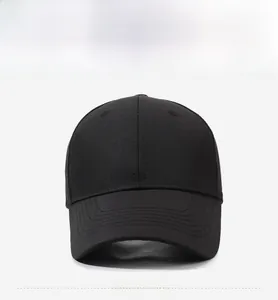 Front view of black quick-dry laser-perforated baseball cap with curved brim and solid finish