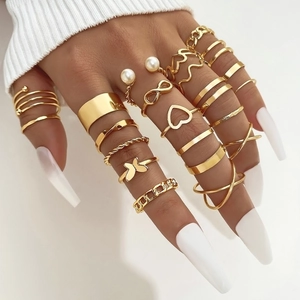 Basic Minimalist Classic Style Irregular Pentagram Lines 304 Stainless Steel Plating Open Rings
