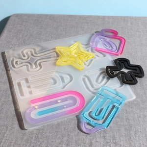 Silicone resin molds for geometric paperclips and DIY crafts with finished samples
