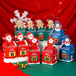 Set of 10 Christmas apple gift boxes featuring Santa, gingerbread man and snowman designs