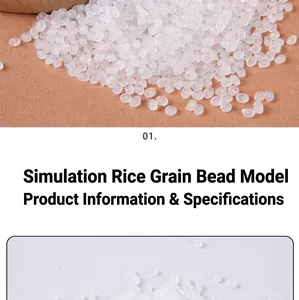 Macro detail of realistic artificial rice bead models for DIY slime and craft projects