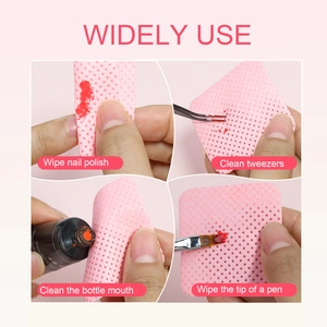 Pink lint-free nail wipes for cleaning manicure tools, polish, and eyelash tweezers