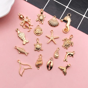 Marine Animal Charms Zinc Alloy Sea Star Turtle Seahorse Shell Pendants For DIY Jewelry Making Bracelet Necklace Crafting