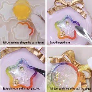 Kit de moules en silicone pour pendentifs étoiles et lune avec processus de création DIY