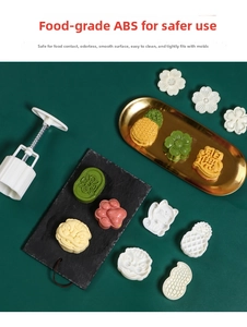 Macro detail of food-grade ABS pastry molds with various floral and animal patterns