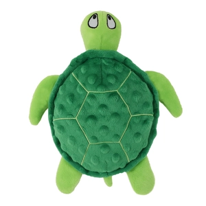 Plush sea turtle dog squeaky toy with textured shell for interactive pet play and chewing