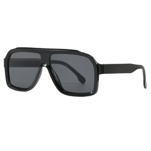 Classic black square frame sunglasses with wide temples and dark lenses for men and women
