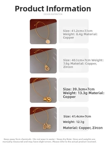 Detailed view of four vintage gold pendant necklaces with coins and luck charms