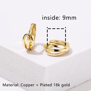 Minimalist 18K gold plated triple layered hollow hoop earrings with a 9mm inner diameter