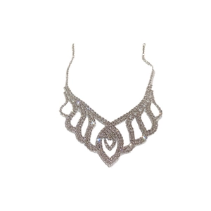 Elegant silver tassel necklace with intricate hollow design and sparkling rhinestones