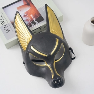 Anubis Mask Ancient Egyptian God Of Death Wolf Head Plastic Masquerade Horror Halloween Cosplay Party Prop Black Gold