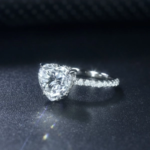 Elegant 925 sterling silver ring with 3.5 carat heart-shaped moissanite stone