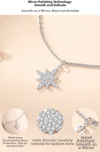 Close-up of S925 silver star bracelet with cubic zirconia and polished plating details