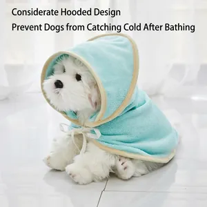 Pet Bathrobe Hooded Towel Microfiber Terry Cloth Super Absorbent Quick Dry Dog Bathing Shower Cape For Small Dogs Cats