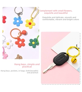 Colorful resin flower keychain set with matching small bells for bags and car keys