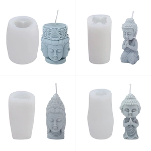 Buddhist silicone candle molds for DIY soap and plaster featuring Buddha and monks