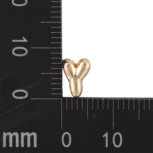 Mini KC gold bubble letter Y charm size measurement showing height of 10mm and width of 7mm